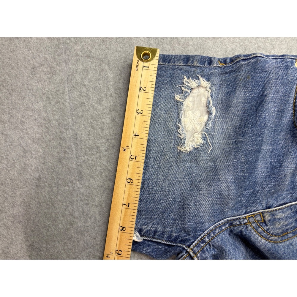 Cat & Jack Girls Distressed Denim Shorts Medium Wash Size M 8 Frayed Hem Stretch - Picture 5 of 7